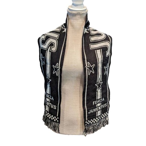 Juventus Futbol Soccer Scarf Black and White official long - Picture 1 of 5